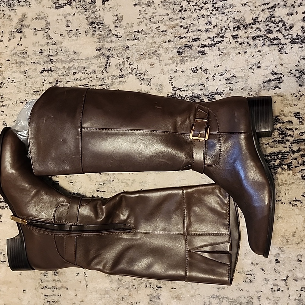 NEW Banana Republic Adelpha Brown Gold Buckle Riding Boots Ladies Womens 9.5